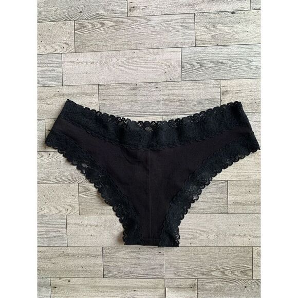 Savage X Fenty Cotton Essentials Lace-Trim Cheeky Panty Black Size S - Picture 5 of 10